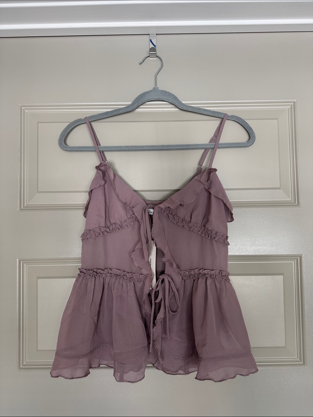 Urban Outfitters/Kimchi Blue Beau Cascading Ruffle Tie-Front Flyaway Cami